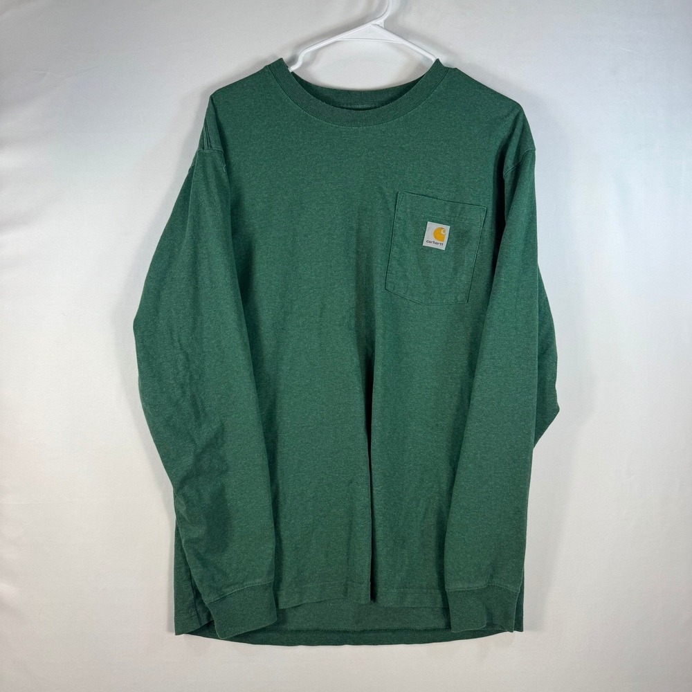 Carhartt Mens Loose Fit Long Sleeve Pocket T-Shirt Green Heather K126 GSS Large